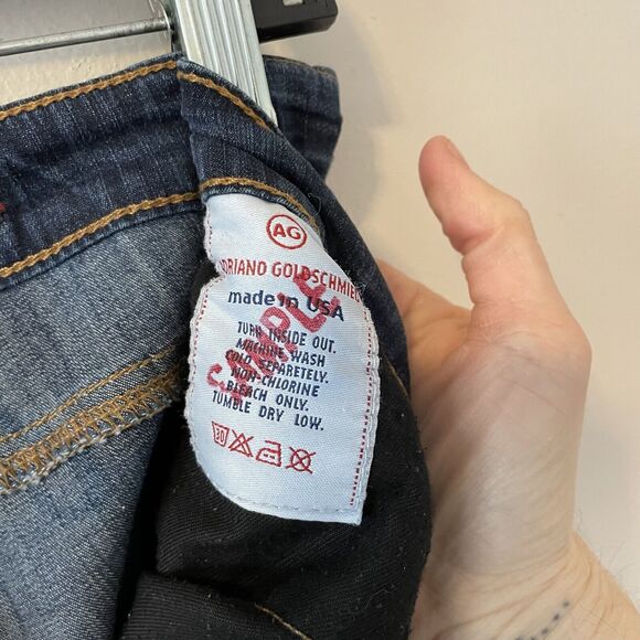 AG Adriano Goldschmied The Club Flare Jeans Women’s 27 R Blue Dark Wash Low Rise - Picture 4 of 8